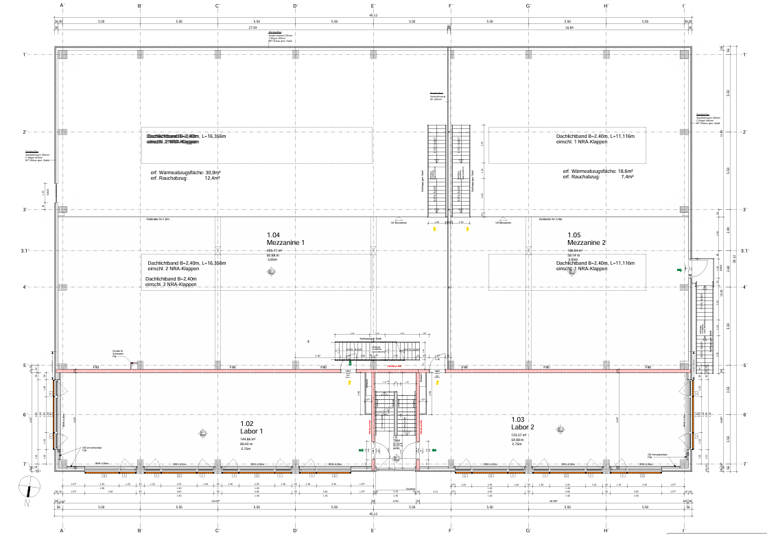 Grundriss 1. OG und Mezzanine Halle Hohenbüchen 5